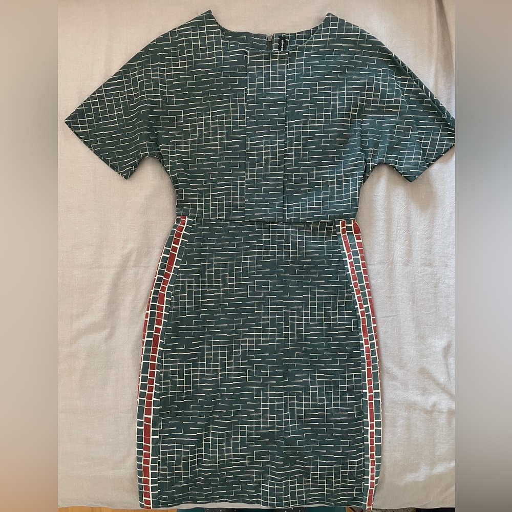 W118 by Walter Baker Green Dress with Geometric Pattern
